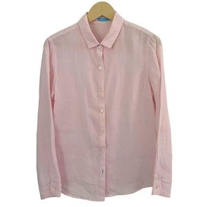 J McLaughlin Pink 100% Linen Button Front Shirt Size 10 Collar Summer Flowy EUC